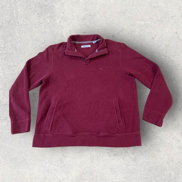 Tommy Bahama 1/4 Zip Sweatshirt Mens Size Medium Red Golf Travel Casual Pullover - Picture 1 of 5